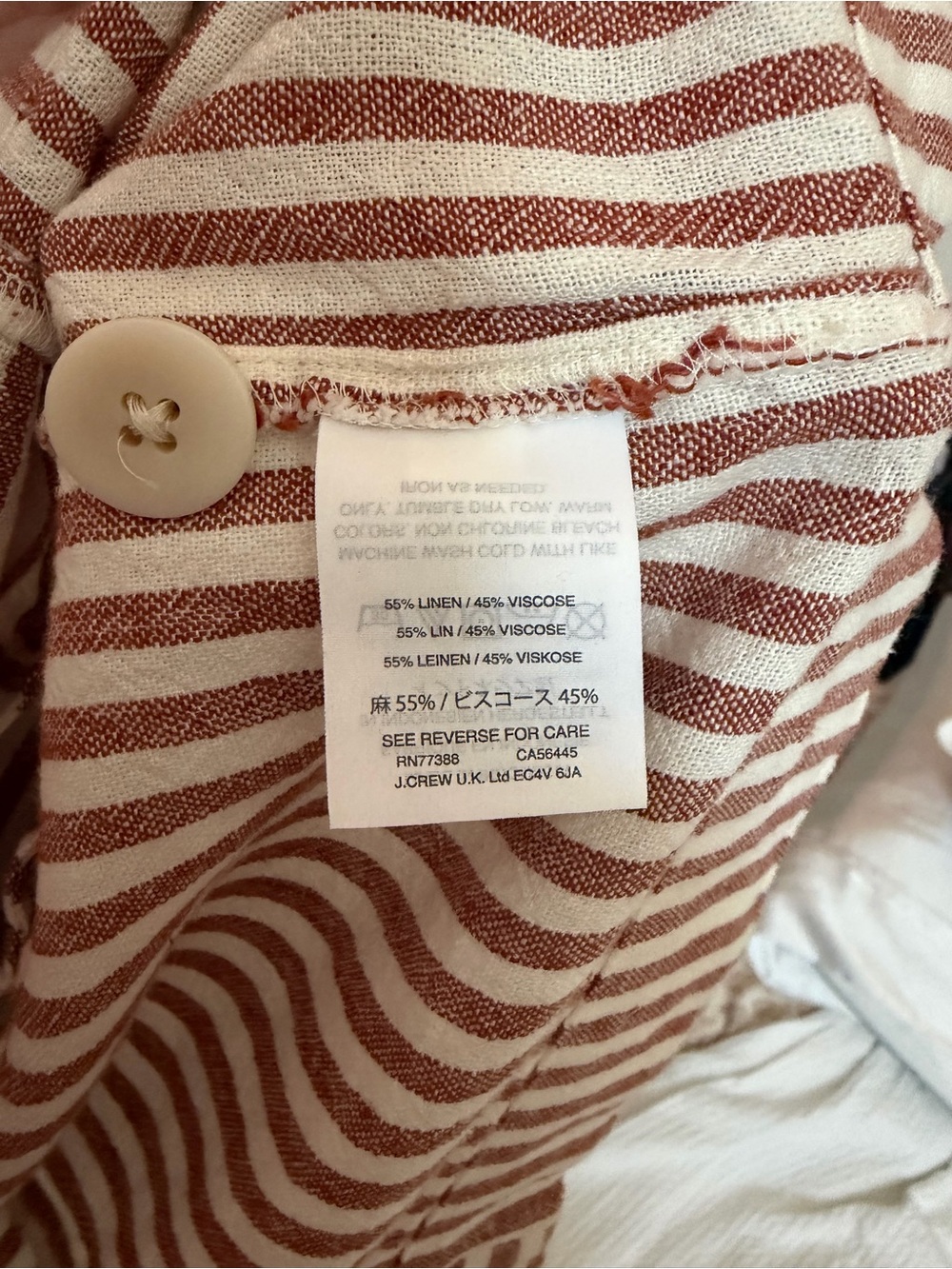 MADEWELL Red Stripe Button-Back Tee Dress – Linen Blend – Size Large - Picture 6 of 9